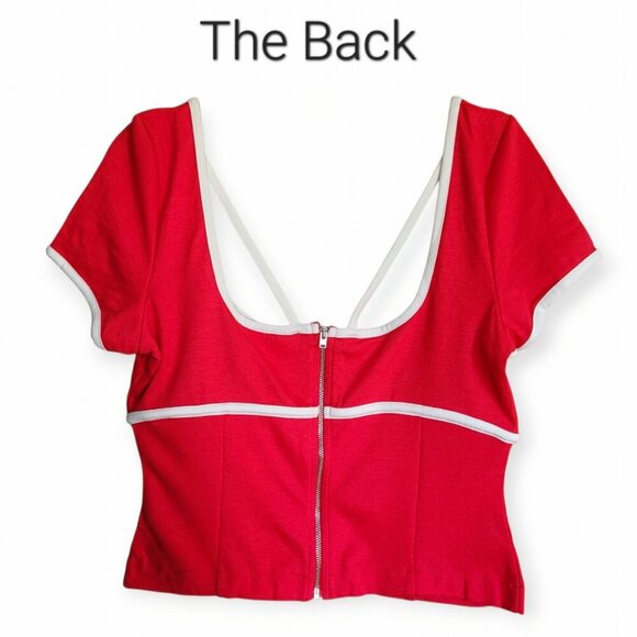 Anthropologie Maeve Sweetheart Ponte Top Red/White Size M NWT - Picture 6 of 12